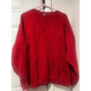 Vintage Poivre Blanc Red Sweatshirt Men's XL Embroidered Geometric Design 90s